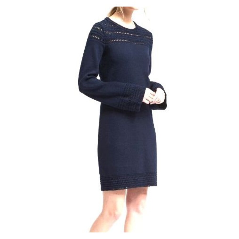 Banana Republic Womens‎ Crochet Trim Sweater Dress Navy Minimalist Elegant Sz XS